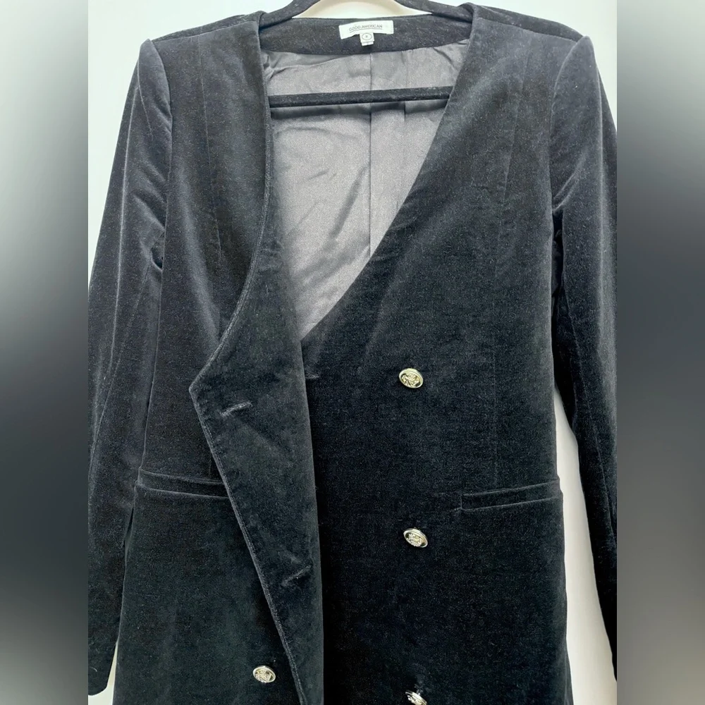 EUC Good American Velvet Double Breasted Boss Blazer Dress Size 2 - Picture 8 of 16